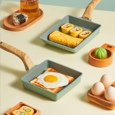 China Modern Aluminum Alloy Rolled Tamagoyaki Rectangle Pans Omelet Stick Marble Uncoated Cooking Pan for sale