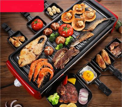 China Easily Assembled Indoor Electric BBQ Grill 2 - In 1With Non-Stick Grill Plate And Grill Stones for sale