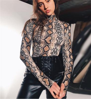 China 2022 New Arrival Snake Print Women QUICK DRY Overalls Fashion Long Sleeve Sexy Ladies Casual Overalls for sale