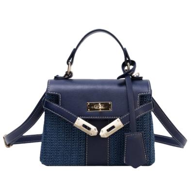 China New fashionable retro square cross straw woven fashionable women's small bag in Europe and America handbag - body handbag for sale