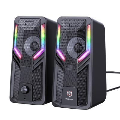 China Yes Newest Mini Audio Video Speaker Subwoofer Cool Desktop ONIKUMA G6 Audio USB Wired Active Subwoofer Music Player Small Speaker for sale