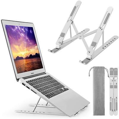 China Adjustable Foldable Folding Ergonomic Aluminum Notebook Laptop Mount Computer Stand 7 Levers Laptop Desk Portable Stand Mount Holder for sale