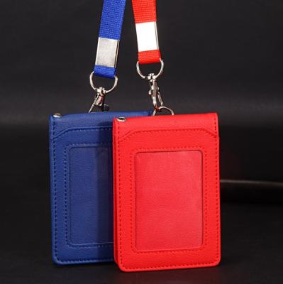 China Custom Wholesale Cheap Durable PU Name Badge Holder ID Card Waterproof Leather Cover for sale