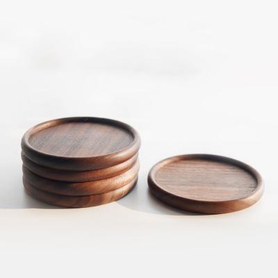 China Sustainable Wholesale Eco Friendly Promotional Circular Groove Drinks Coasters Round Wood for sale