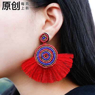 China Vintage Free Samples Handmade Rainbow Earrings For Woman Vintage Tassel Low MOQ Bohemian Pendant Earrings for sale