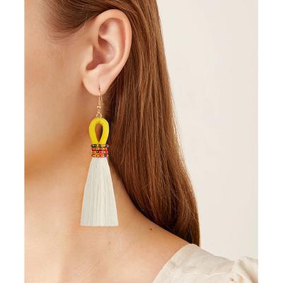 China Vintage Free Samples Handmade Rainbow Earrings For Woman Vintage Tassel Low MOQ Bohemian Pendant Earrings for sale