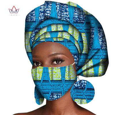 China Free Samples Newest African Ankara Dress Headscarf Earrings Veil 3 Pieces Low MOQ Women's Headwrap African Fabric Headwrap for sale