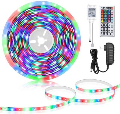 China Warehouse 44keys 5 Meters SMD2835 RGB Atmosphere Led Full Strip Light Adapter Remote Kit for sale