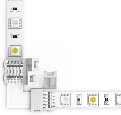 China RGBW Led Wire Strip eSann RGBW LED Strip Corner Connector 5 Pin L Connectors For 12 Mm Wide Indoor LED String Lights 5050 And 3528 for sale