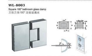 China 180 degree 304 bathroom shower door stainless steel glass clamp & glass door hardware fittings WL-8003 for sale