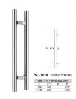 China entry door handles set  L800 Round glass door  handle pull and push WL-1010 chrome Stainless Steel for sale