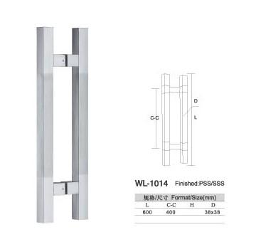 China WL-1014 H shape square SUS304 Stainless Steel entry door handles set  glass door  handle L600 satine for sale