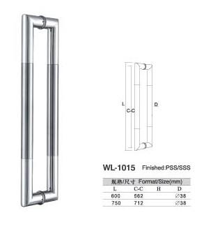 China WL-1015 back to back SUS304 Stainless Steel entry door handles set  glass door  handle L600 satine for sale