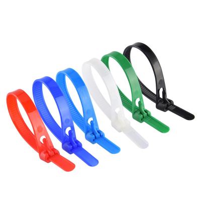 China 4x150mm Releasable Nylon Adjustable Black Reusable Nylon Cable Tie for sale