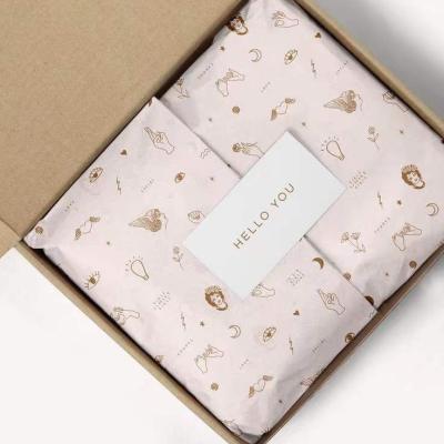 China Reused Tissue Paper Packaging from Materials Custom Printable Company Logo Thin Luxury Floral Packaging for sale