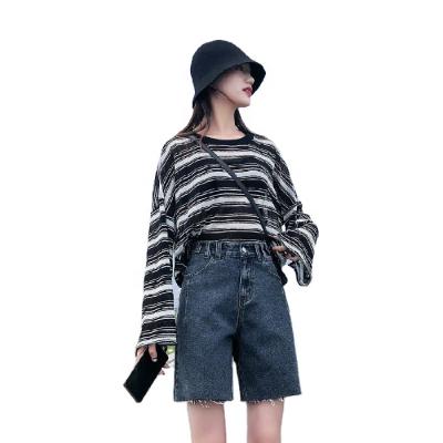 China Sustainable Women's Loose Wide-Leg Straight-Leg Pants High Waist Denim Shorts for sale