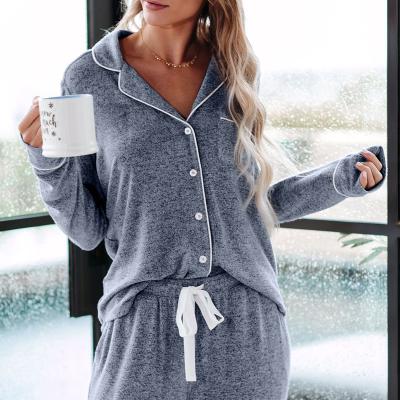 China New Fashion QUICK DRY Cozy Winter Button 2 Piece Set Knit Women's Loungewear for sale