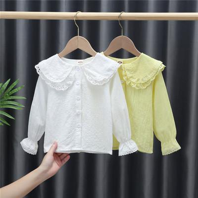 China Breathable Toddler Blouse White Lace Kids Ruffles Kids Clothes Long Sleeve Baby Shirt for sale