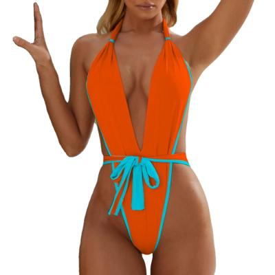 China Breathable Strappy Solid Color Feminine Push Up Bikini Ladies One Piece Swimsuit for sale