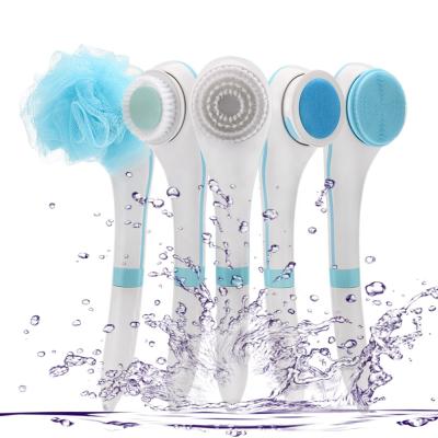 China Long Handle Vibrating Long Grip Silica Gel Bath Brush For Back Massage for sale