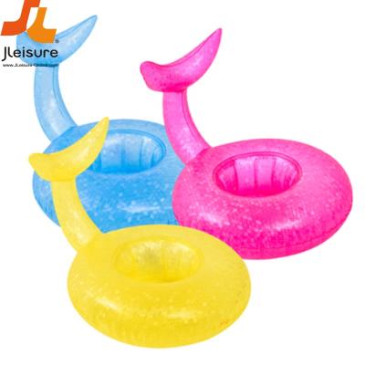 China Outdoor Water Fun Mosaic Fish Tail Cup Holder Water Sports Inflatable Pool Float Swimming Toys For Kids for sale