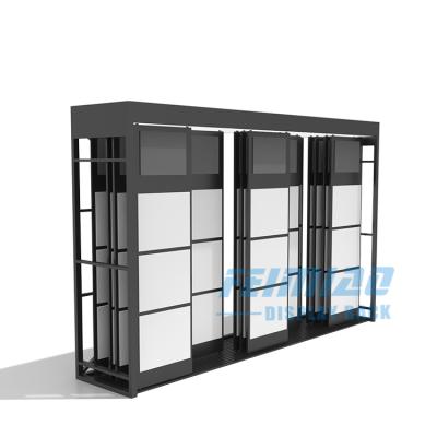 China Durable Metal Ceramic Marble Stone Sliding Display For Tiles Display Tiles Showroom Display Racks Racks for sale