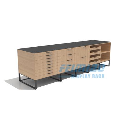 China Durable Manufacturer Customized Wooden Table Island Tile Stone Sample Display Racks Desk Table for sale