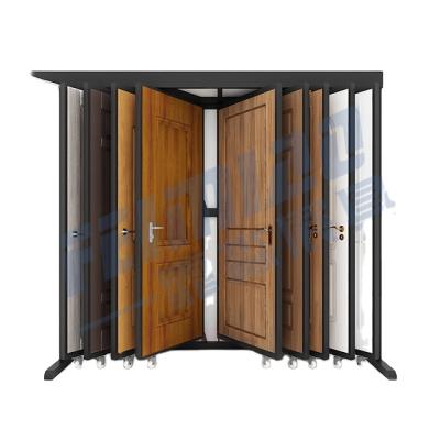 China Durable Revolving Wood Belt Pull-Out Paging Sash Door Exhibit Durable Rotating Customized Size Display Racks Stand for sale