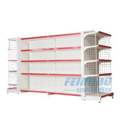 China Double Sided Supermarket Shelves Advertising Equipment Metal Wire Adjustable Showroom Display Stand Racks for sale