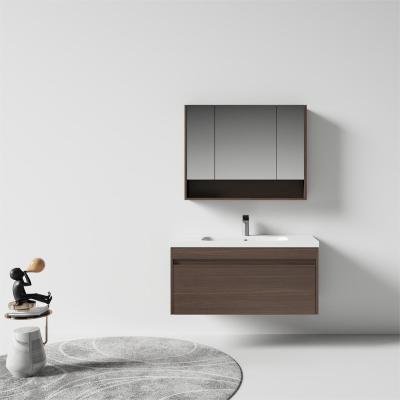 China New Modern Wholesale Mirror Cabinet Bathroom Vanity Hotel Bathroom Vanity Cabinet Dark Brown Walnut Walnut Cabinet Tenne TY462 for sale