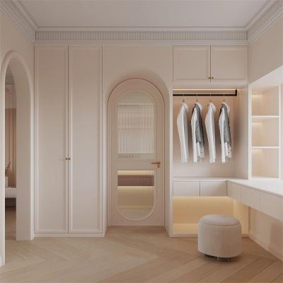 China Customized Pink Customized French Wardrobe Morandi Cabinet Storage Bedroom Wardrobe Furniture for sale