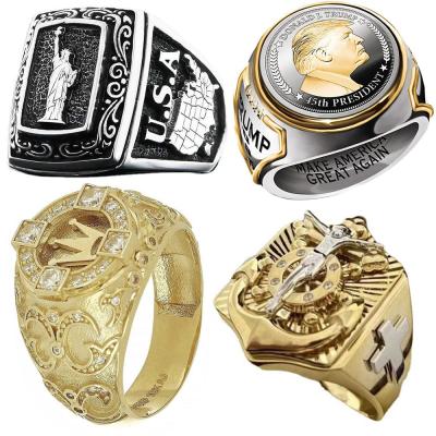 China Luxury Designer Religious Jewelry Women Men Rings USA Fashion American Wholesale Jesus Cross Mens Gold Silver Diamond Ring Woman Jewelry for sale