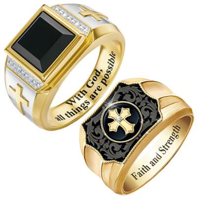 China Luxury Designer Religious Jewelry Women Men Rings Wholesale High Quality Cross Jesus Ring For Men Women Vintage Gold Silver Rings for sale