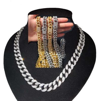 China Iced Out Women Diamond Gold Silver Miami Cuban Link Chain Necklaces Designer Mens Necklace Mens Jewelry Hip Hop Bling Chains Vintage Mens Outlet for sale