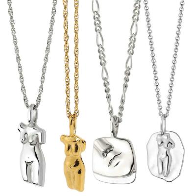 China Luxury Womens Hip Hop Jewelry Designer Necklaces Stainless Steel Necklace Vintage Figure Face Necklace Creative Gift Women Pendant for sale