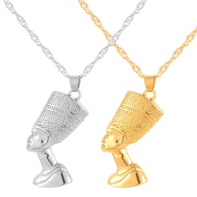 China Wholesale Gold African Luxury Designer Mens Gift Vintage Necklace Egyptian Queen Pendant Necklaces For Women Iced Out Chains for sale