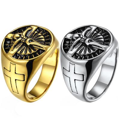 China 2022 New Fashion Vintage Cross Mens Ring Titanium Steel Religious Luxury Designer Jewelry Women Rings Mens Jewelry Cross Rings Accessories for sale