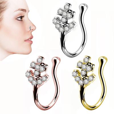 China 2022 New Design Nose Anchor Ring Spike Non Pierced Womens Gold Silver Rose Religious Body Piercing Jewelry Nose Rings Bulk Designer for sale