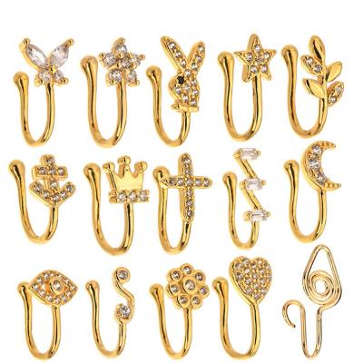 China Hot Sale Religious Nose Slaps Women Fashion Nose Rings Gift Heart Clip On Body Jewelry Designer Muti Design Faux Piercing Cuff Wholesale for sale