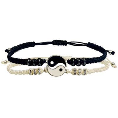 China Designer Religious Couple Bracelets Mens Womens Religious Taichi Tai Chi Yin Yang Adjustable Braid Bracelet White Black Lover Couple Gift Jewelry for sale