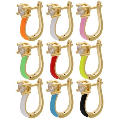 China Wholesale Vintage Design Micro Pave CZ Women Jewelry Designer Earrings Popular Brands Luxury Gold Fashion Enamel Pierced Stick Earring for sale