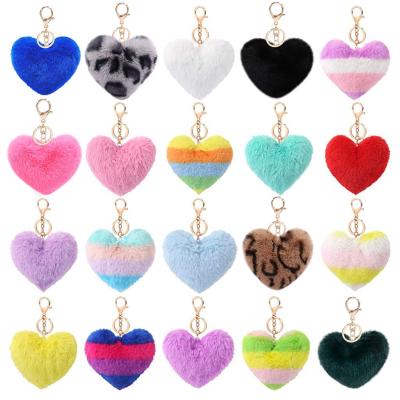 China FDSSN Have Keychains Pom Pom Heart Keyrings Keyrings Keychains Soft Fluffy Key Chains Soft Charm Keychains Faux Pompom Ball Chain Ball RTS 10000 Styles Colorful Fur Pompoms For Women Girls for sale