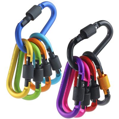 China FDSSN Have Designs RTS 10000 Styles Aluminum Keychains D Ring Key Rings Hiking Clips Locking Carabiner to Increase Camping Fishing and Outdoor Use Clips with Screw Door for sale