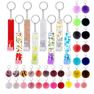 China FDSSN Have RTS 10000 Styles Designs Keychains 1000styles Card Grabber For Nails Long Pom Pom Balls Cute Acrylic Card Puller ATMs Cut Key Chain Credit Cards Loot Tag Pompoms for sale