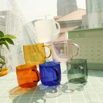 China Single Wall High Borosilicate Glass Cup Viable Promotional Mug Glass With Reusable Handle Coffee Mug Glass for sale