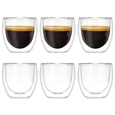 China 2021 Custom Double Viable Logo 80ml Double Wall Coffee Glass Coffee Mug Esespresso Mug for sale