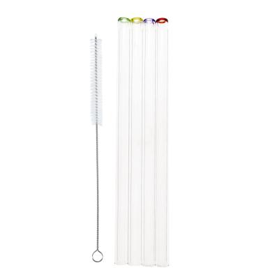 China Sustainable Handmade Borosilicate Drinking Glass Straight Glass Straws for sale