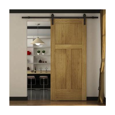 China Sliding Stile and Track Design Interior Solid Wood Barn Door Sliding Door with Flat Sliding Door Track for sale