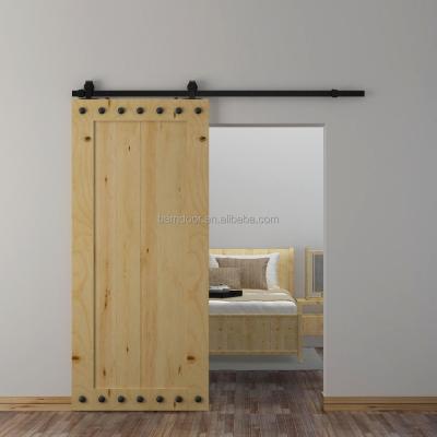 China Sliding Pine Wood One Panel Sliding Barn Door With Sliding Barn Door Hardware for sale