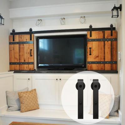 China Sliding Barn Door Mini Barn Door Hardware Sliding Double Door Track TV Kit For Cabinet for sale